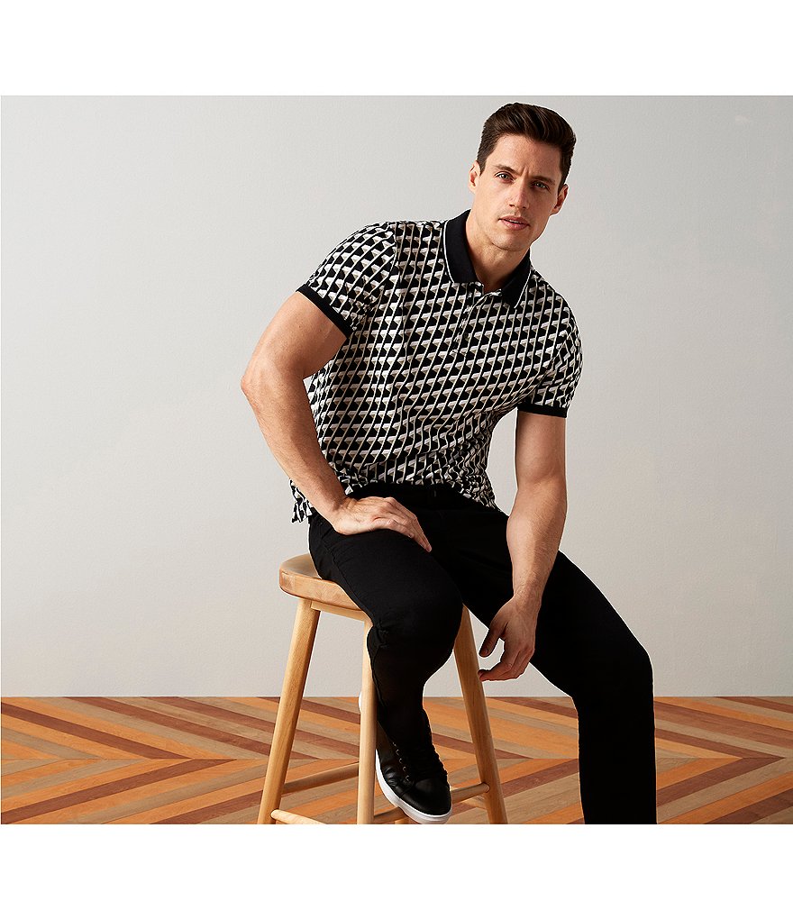 Visconti Petal Print Short-Sleeve Polo Shirt