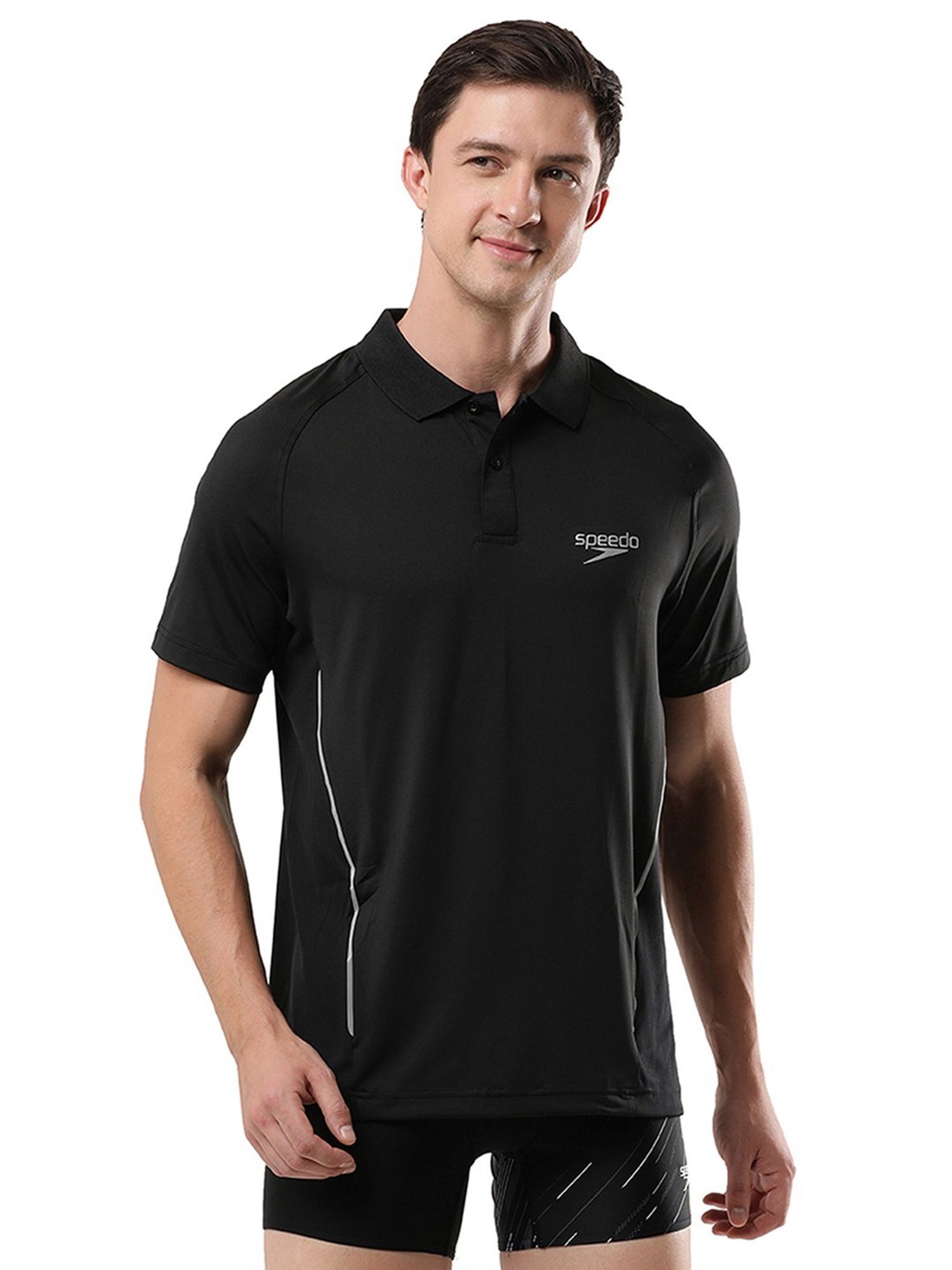Speedo Black Regular Fit Sports Polo