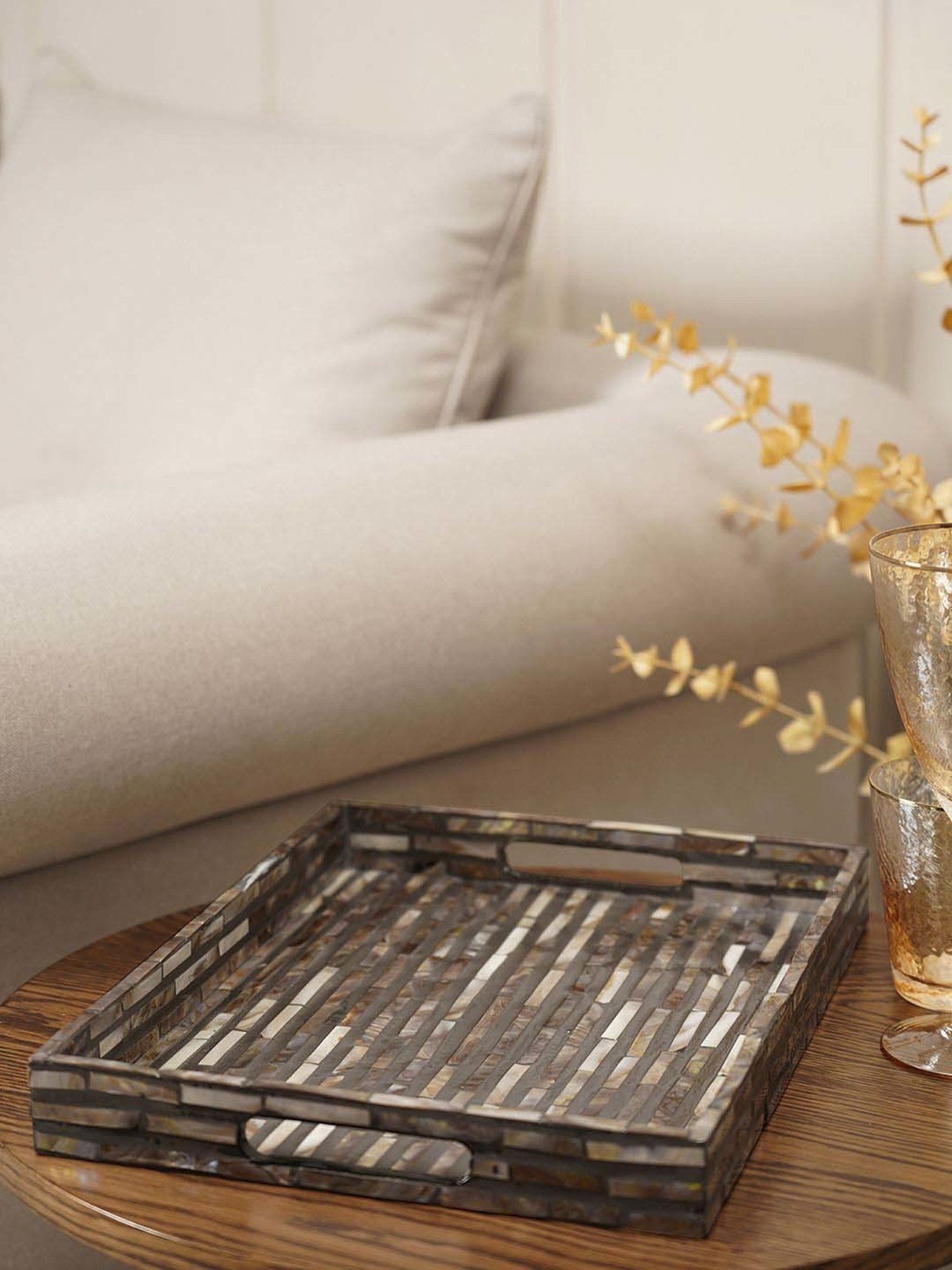 Pure Home and Living Black Rectangular Serving Tray