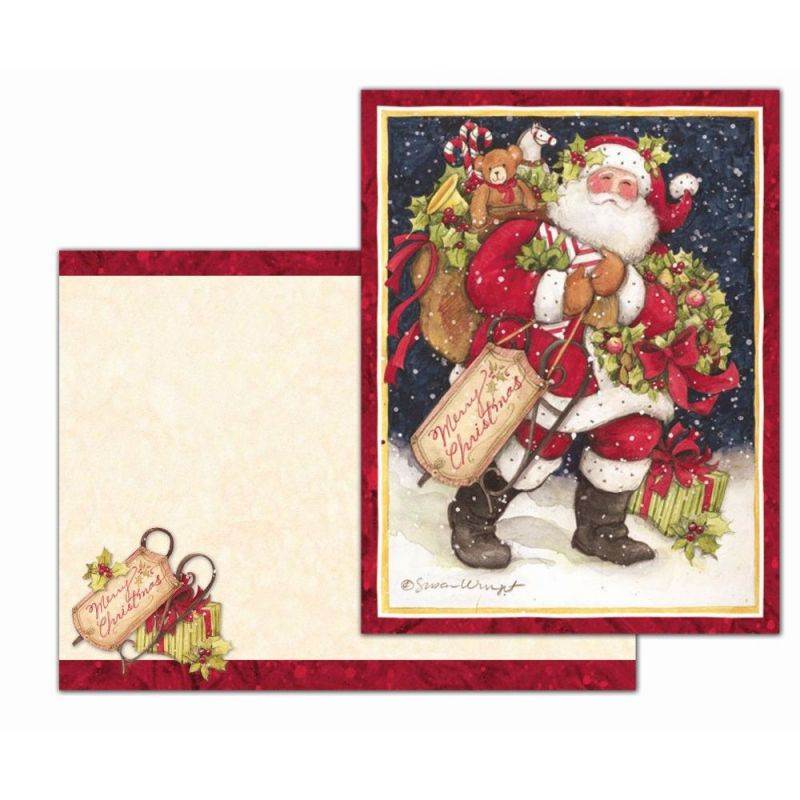 Snowy Night Santa 5.3 In X 6.9 In Christmas Cards, Christmas Cards by Lang