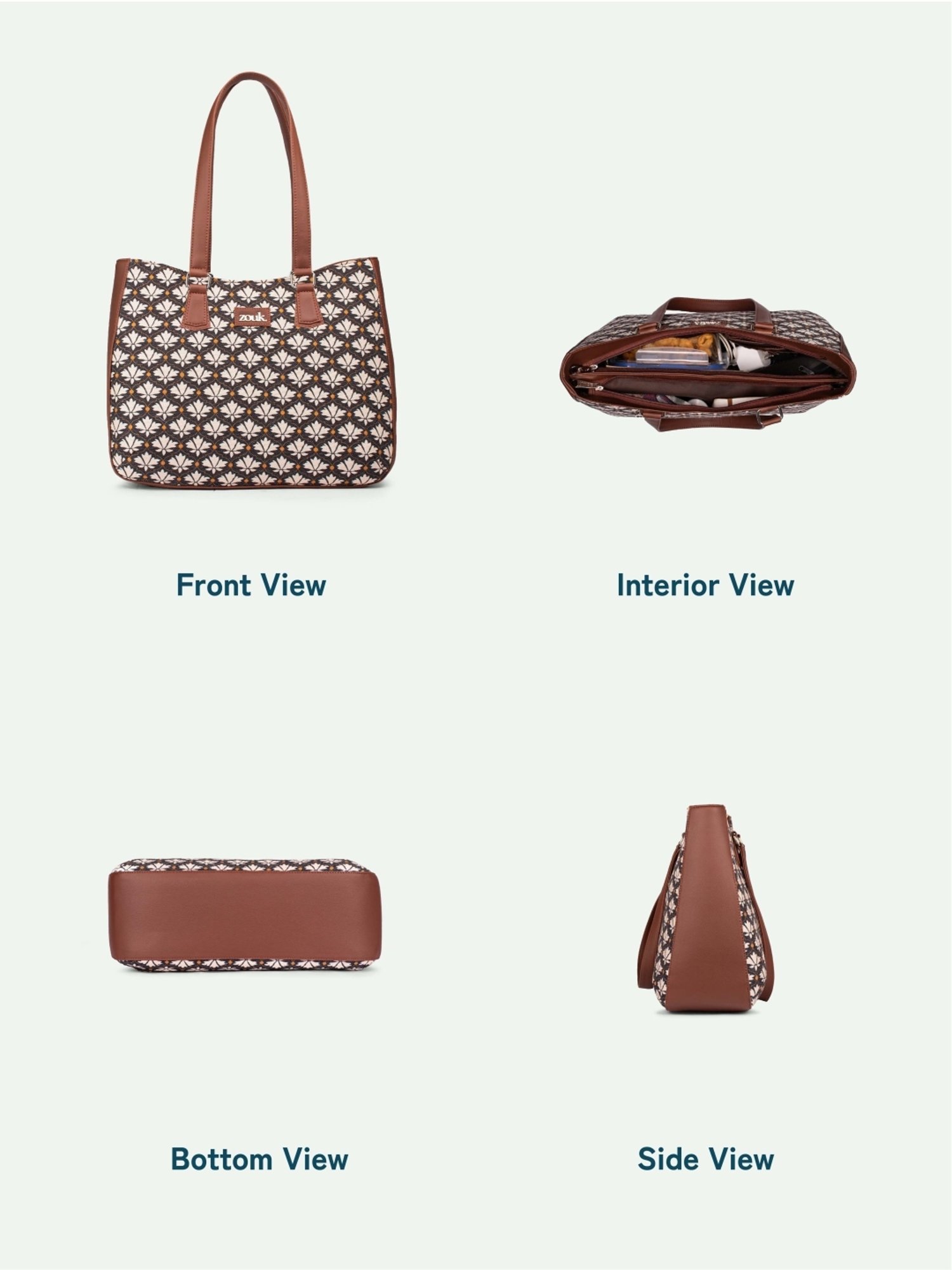 ZOUK Bidri Kaiser Printed Tote Handbag