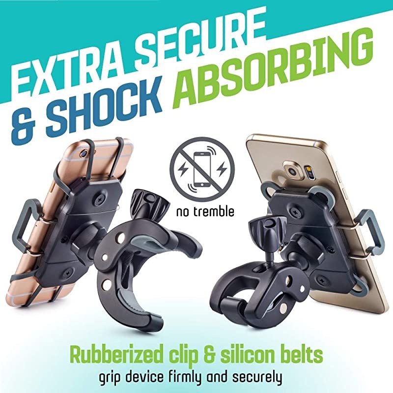 Bike & Motorcycle Phone Mount - The Only Unbreakable Handlebar Holder for iPhone, Samsung or Any Other Smartphone. +100 to Safeness & Comfort