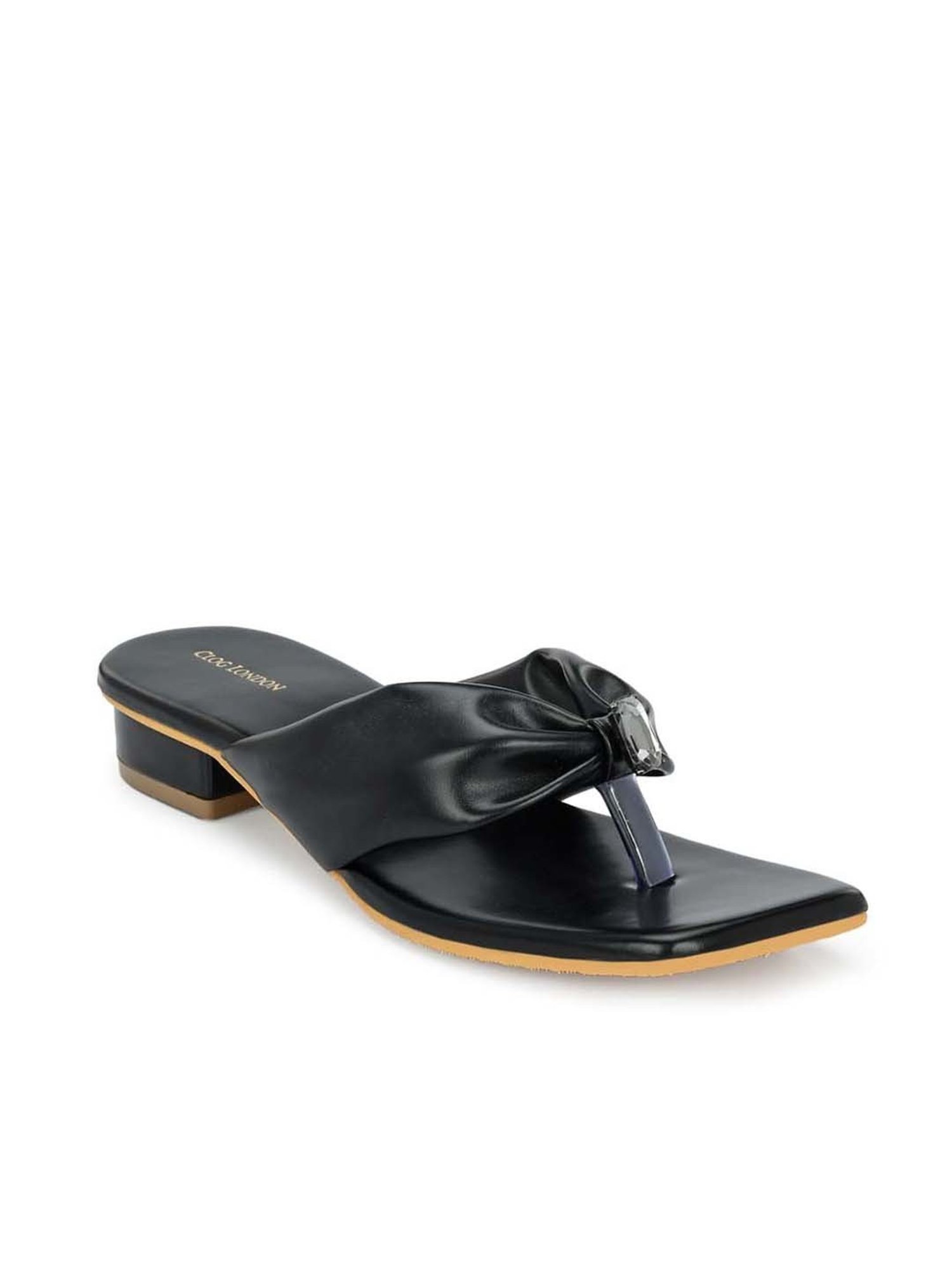 Clog London Women's Black Thong Sandals