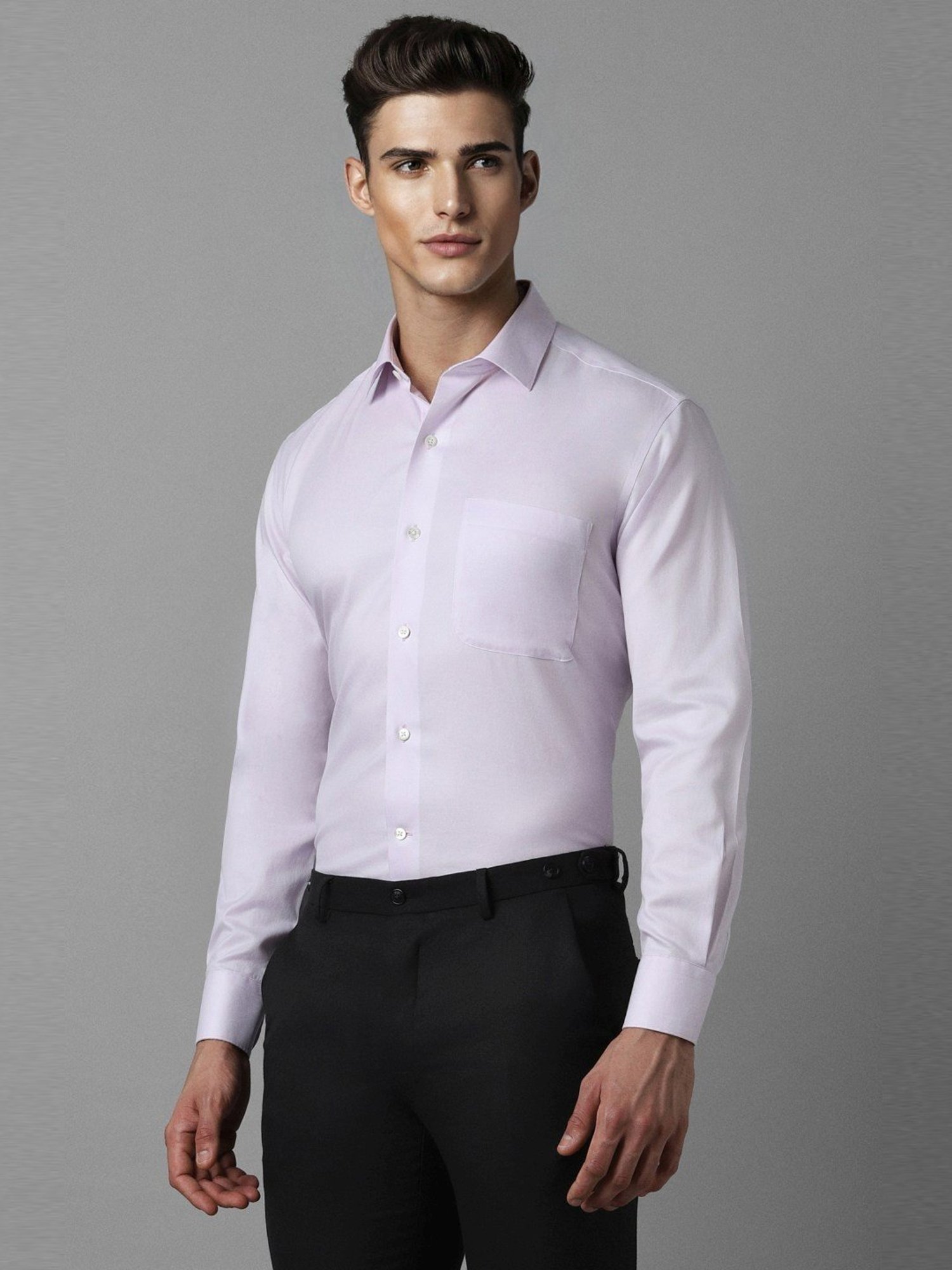 Luxure By Louis Philippe Lilac Cotton Regular Fit Shirt