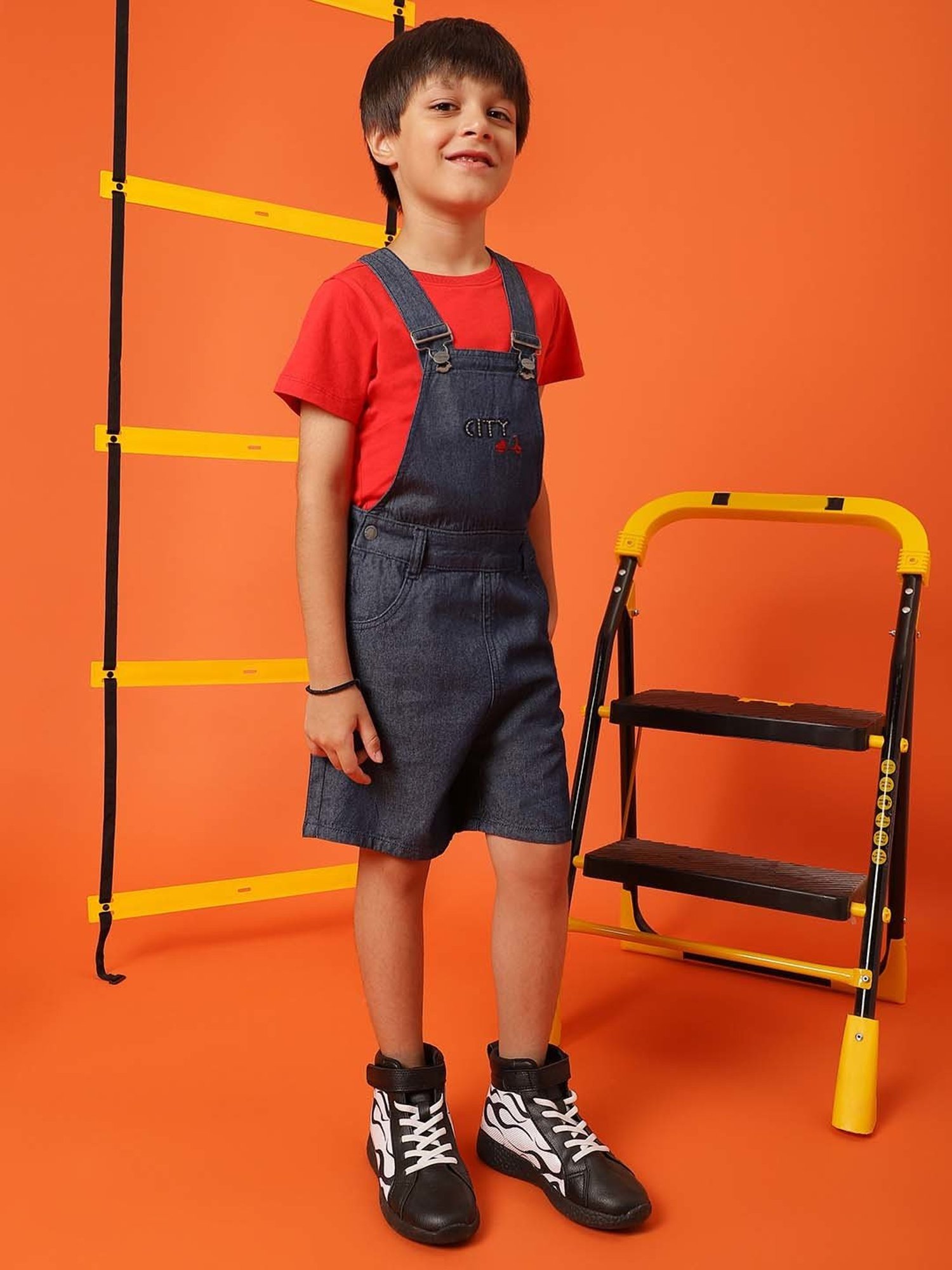 Kiddopanti Kids Blue Solid Dungaree