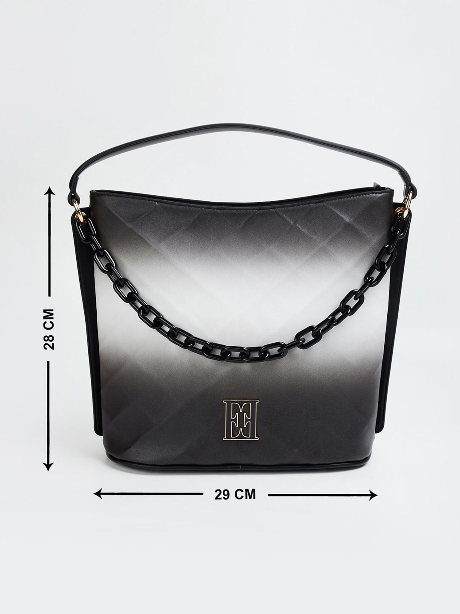 Elle Black Textured Hobo Bag