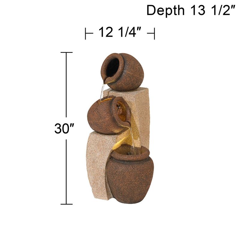 John Timberland Rustic Outdoor Floor Water Fountain with Light LED 30" High Cascading Tipping Jugs for Yard Garden Patio Deck Home