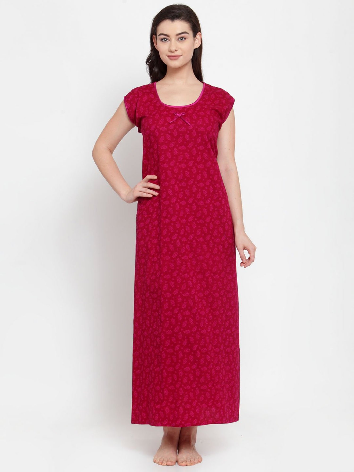 Secret Wish Dark Pink Printed Nighty