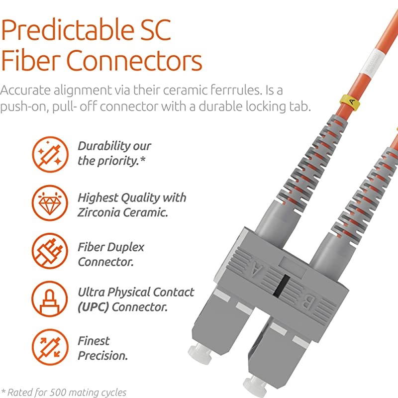 LC to LC Fiber Patch Cable Multimode Duplex 20m 656ft 50125um OM2  PureOptics Cable Series
