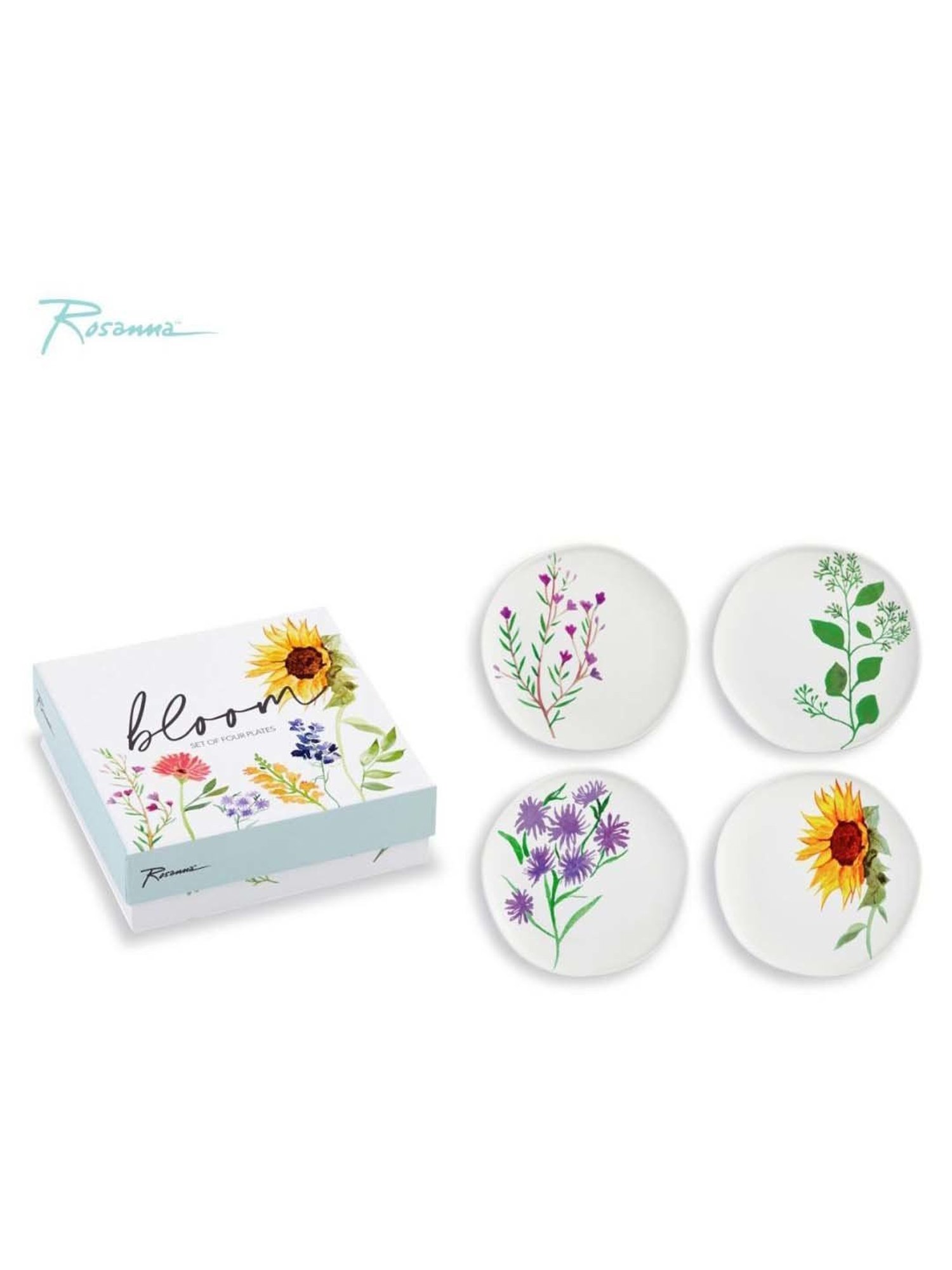Rosanna 4-Piece Multi Bloom Medium Floral Print Appetizer Plate Set