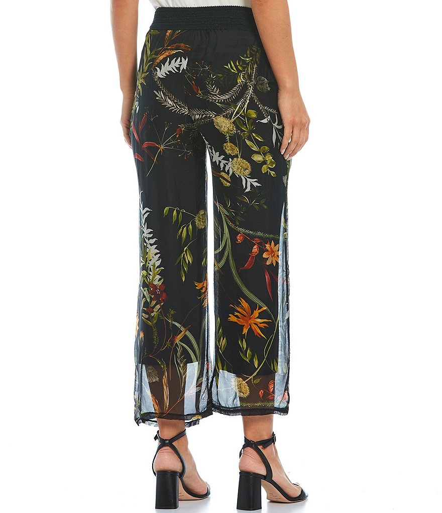 M Made in Italy Floral Print Silk Blend Wide Leg Pants