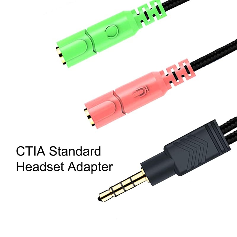 35mm Jack Cable Headset Adapter Kit CTIA for LaptopMacPS4SmartphoneXbox OneTablet Earphone with HeadphoneMicrophone Simultaneously Y Splitter Audio 2 Female to 1 Male