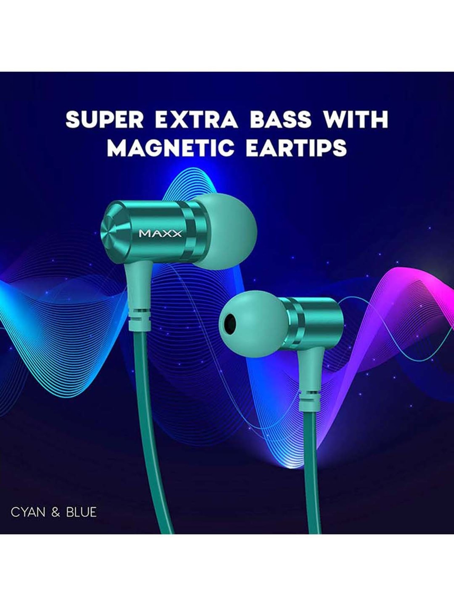 Maxx NX3 Wireless Neckband with Rapid Charge (Cyan Blue)