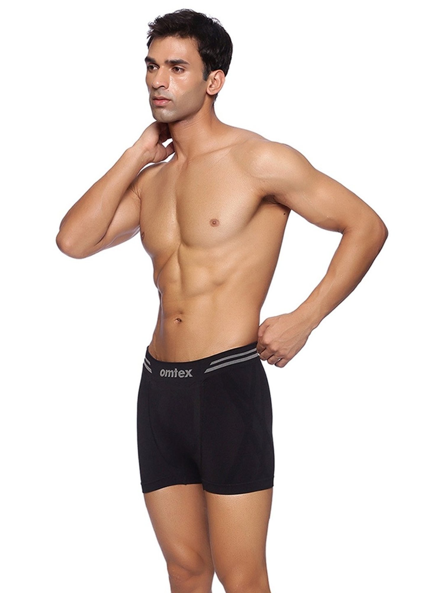 Omtex Men's Athletic Seamless Short Stretchable (Black) Size - S