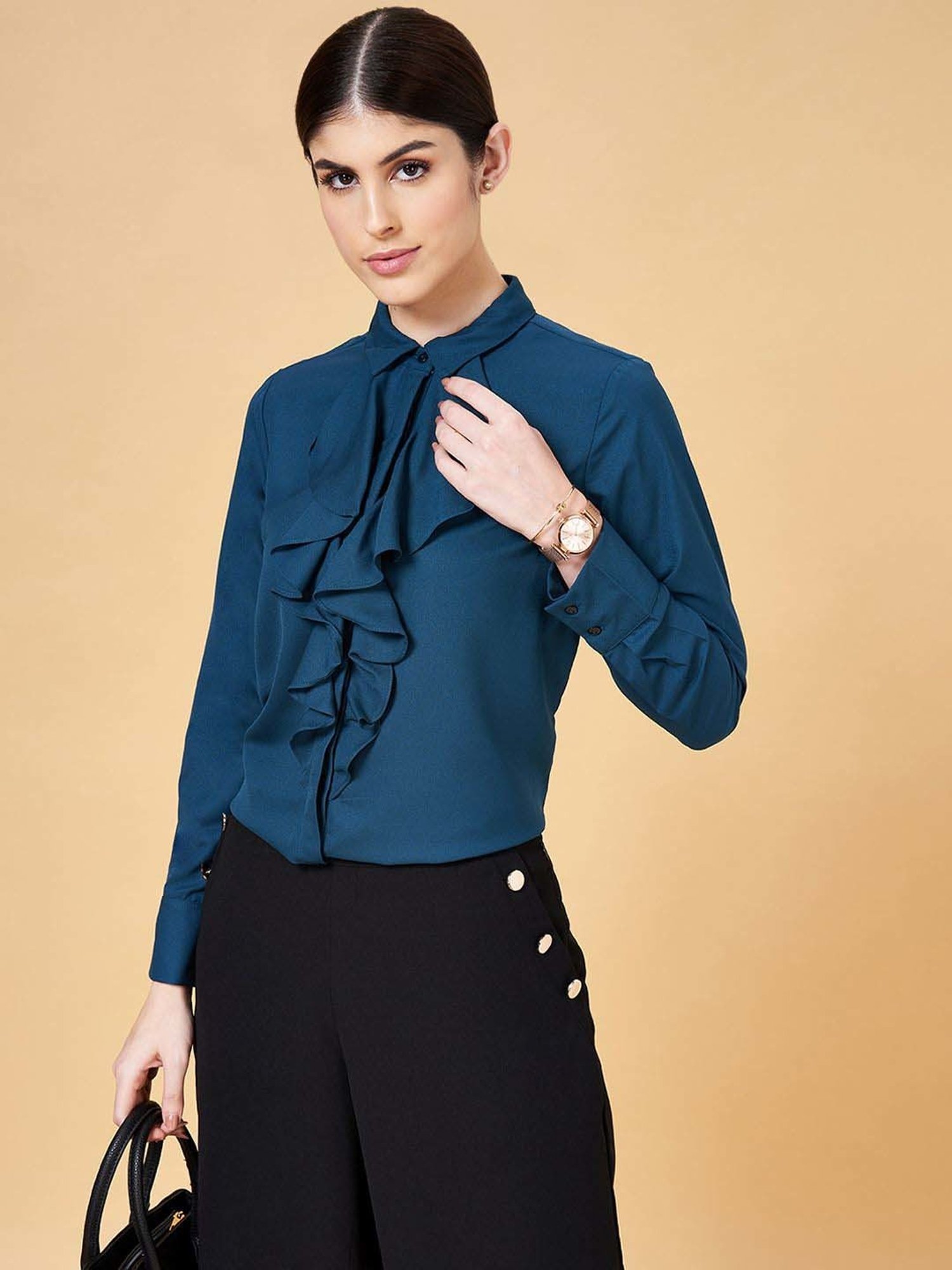 Annabelle by Pantaloons Teal Blue Full Sleeves Top