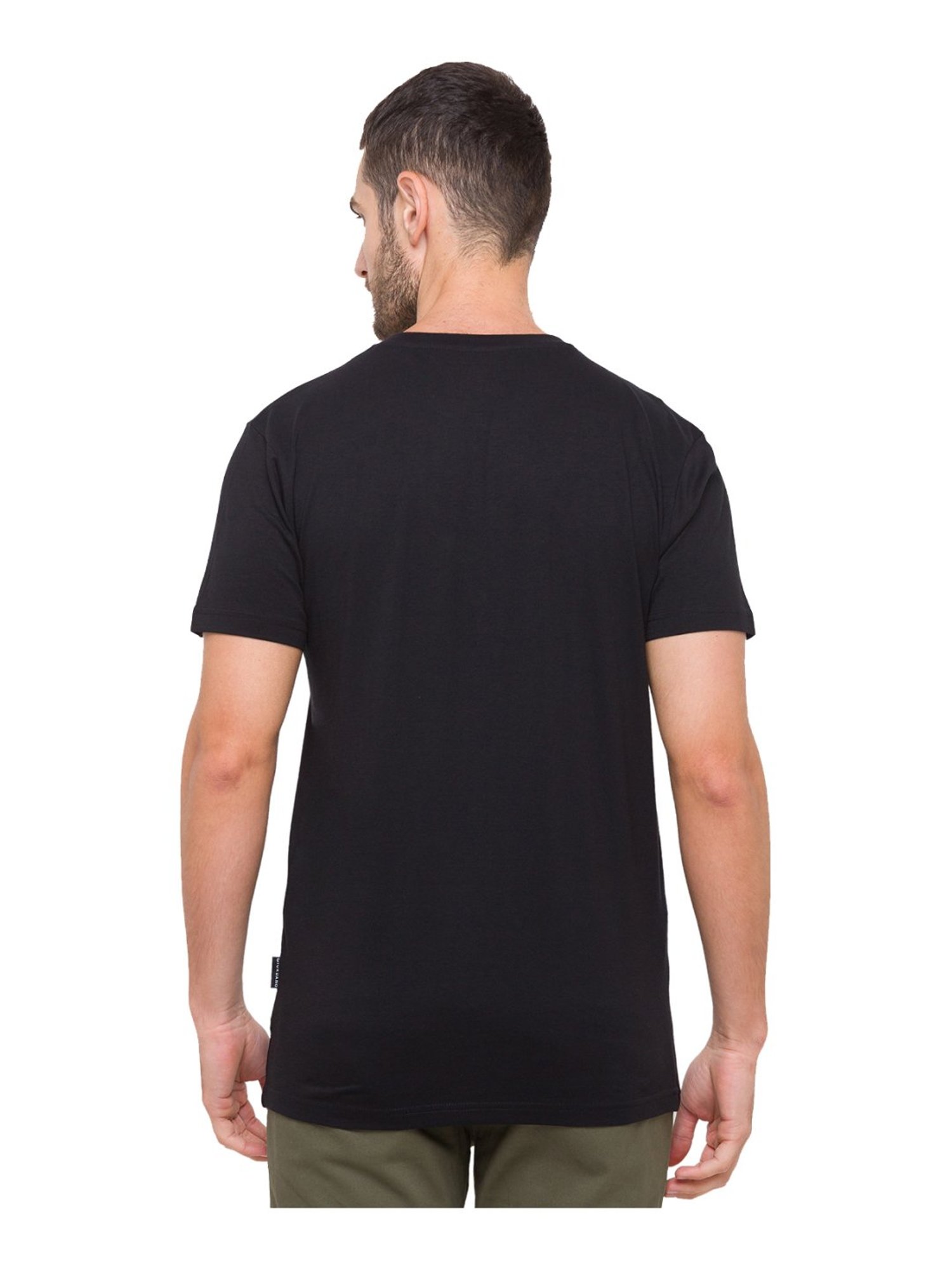 Giordano Black Cotton Slim Fit T-Shirt