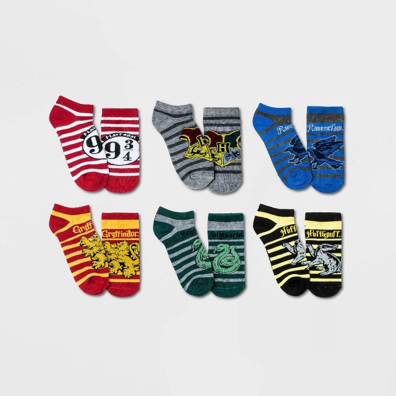 Women's Harry Potter Houses Striped 6pk Low Cut Socks - Red 4-10