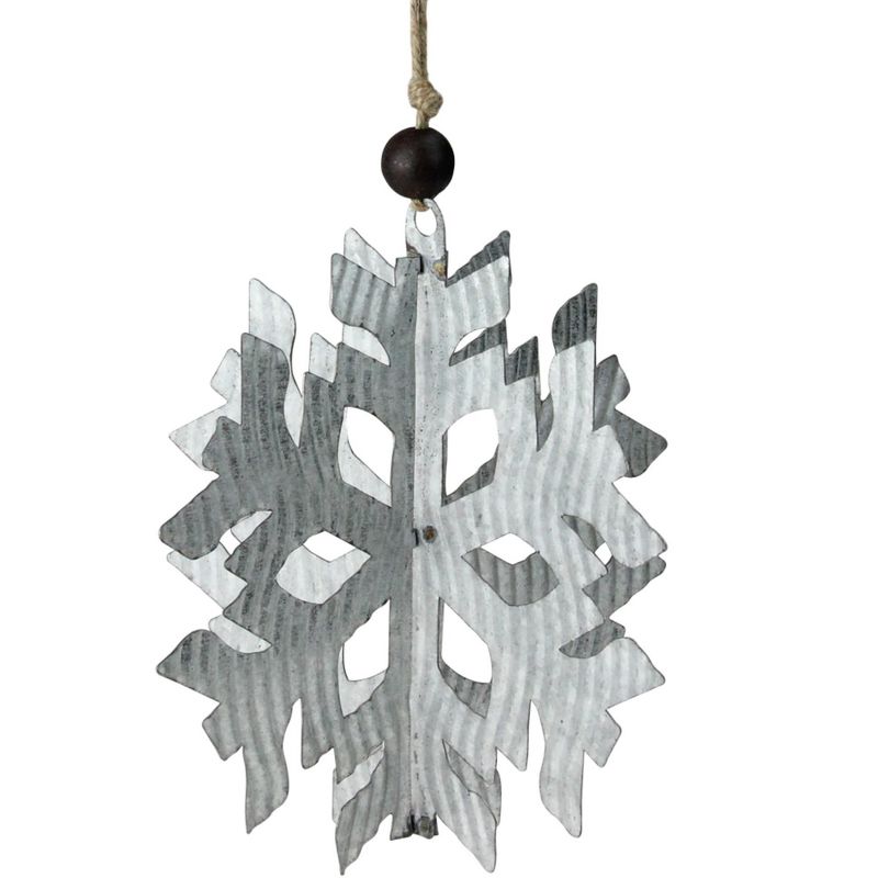 Melrose 8" Galvanized 3 Dimensional Snowflake Christmas Ornament - Silver