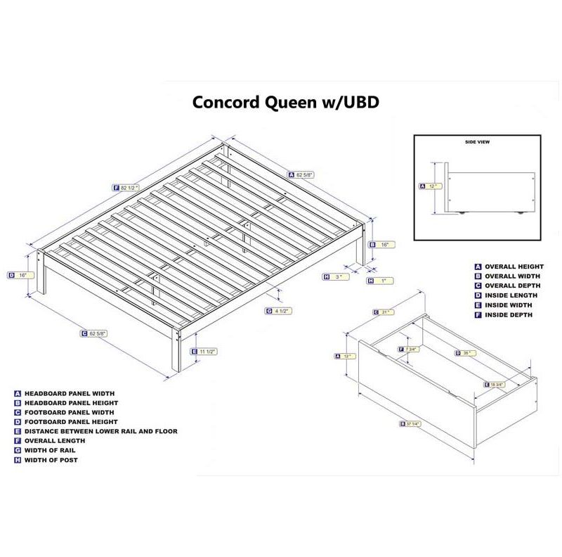 Concord Queen Flat Panel Foot Board w/ 2 Urban Bed Drawers Espresso - Atlantic Furniture