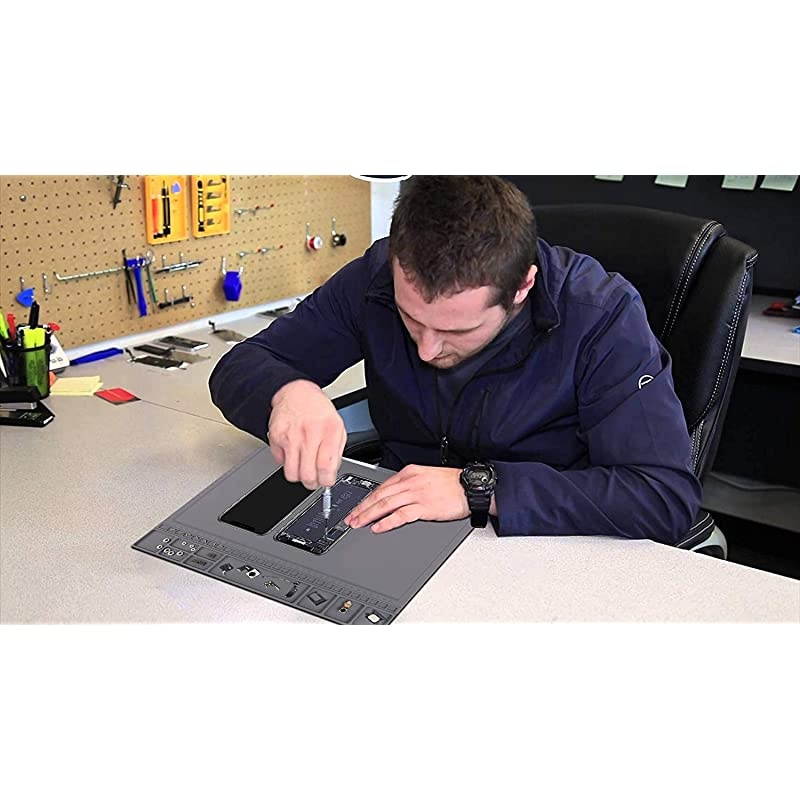 AntiStatic Mat ESD Safe for Electronic Includes ESD Wristband and Grounding Wire  Silicone Soldering Repair Mat 932&deg;F Heat Resistant for iPhone iPad iMac Laptop Computer 159 x 12 Grey