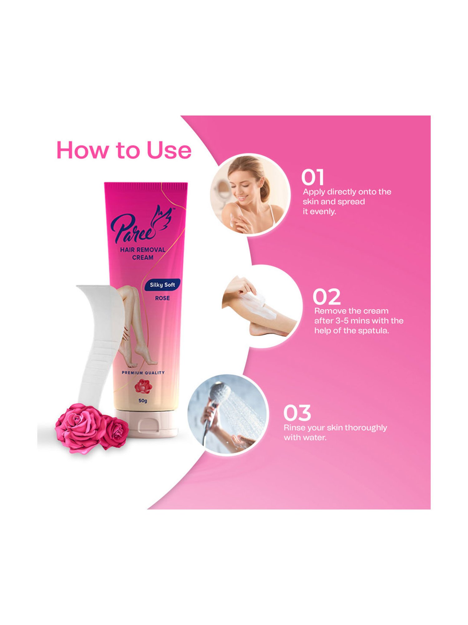 Paree Hair Removal Cream for Women - 50 gm (Pack of 3)