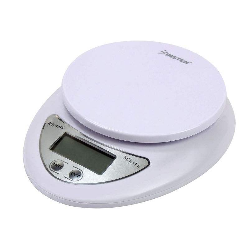 Insten Food Weight Scale Digital Kitchen Scale in Grams Ounces 10lb x 0.04oz / 5Kg x 1g, White