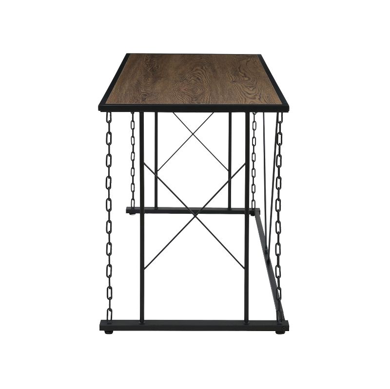 Folsom Ridge Writing Desk Black Steel Hickory Oak Wood Grain Finish Brown - OneSpace