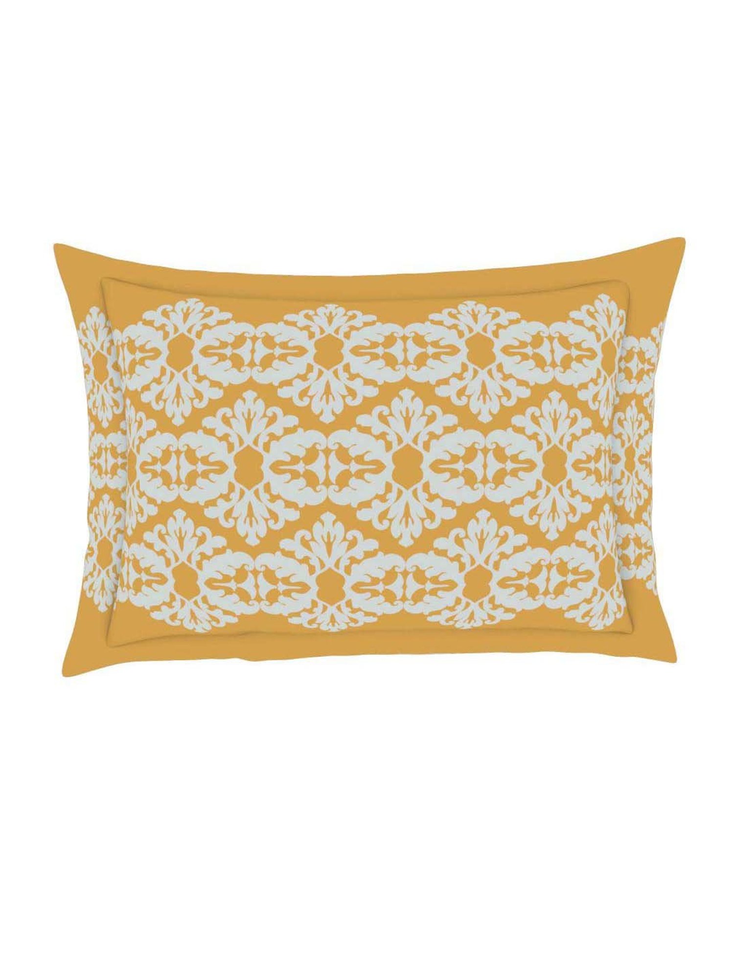 Spaces Atrium Plus Grey & Yellow Cotton 210 TC Bed Sheet Set