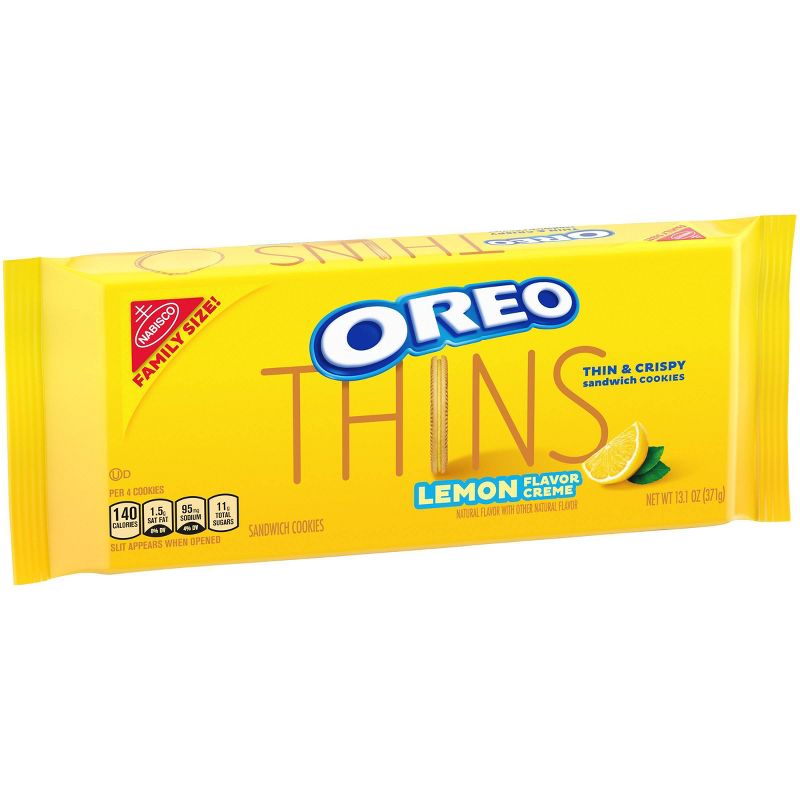 Oreo Thins Lemon Flavor Creme Golden Sandwich Cookies Family Size - 13.1oz