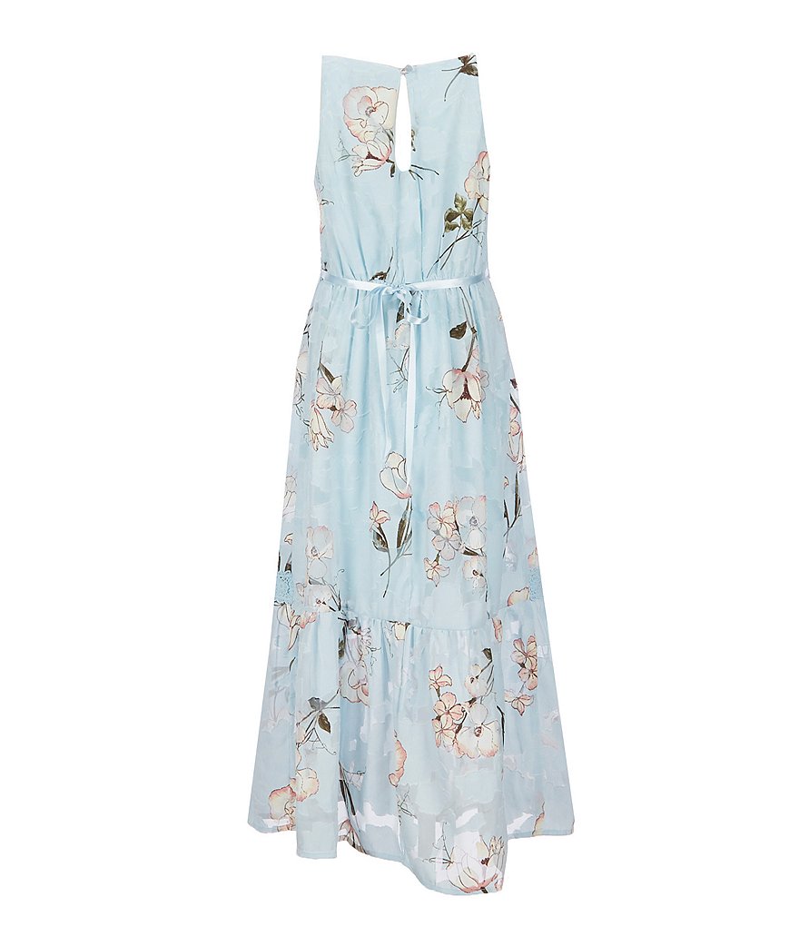 Zunie Big Girls 7-16 Burnout Floral Chiffon Tiered Long Dress