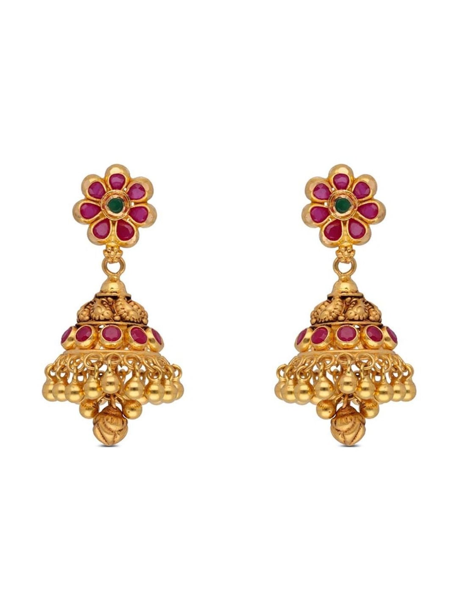 CKC Opulent Multi-Tiered Gold Jhumka Eardrops