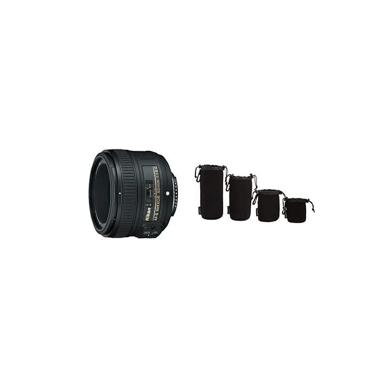AF-S FX NIKKOR 50mm f/1.8G Lens with Auto Focus with Camera Lens Protective Pouches - Water Resistant
