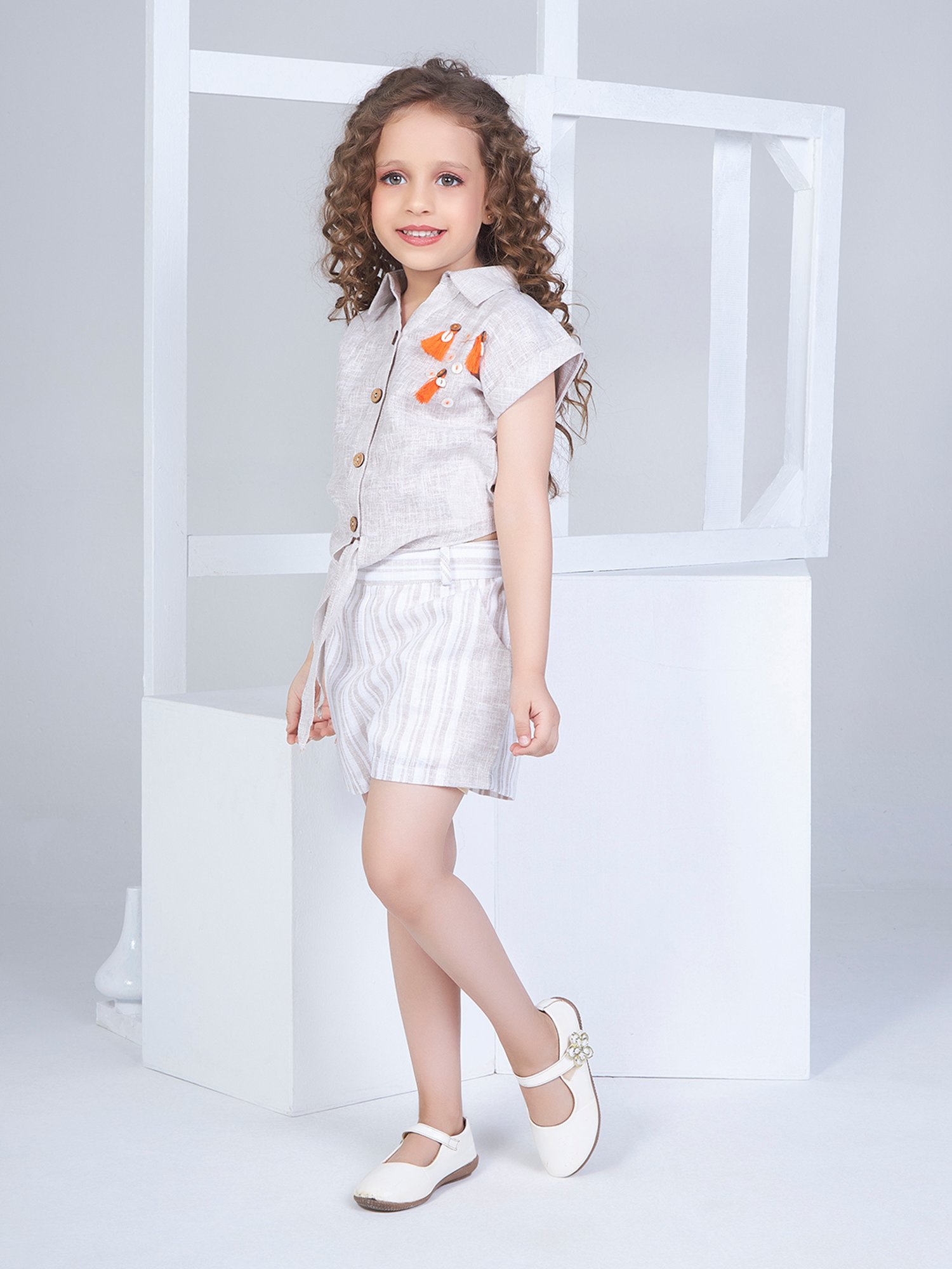 Peppermint Kids Purple & White Floral Print Top with Culottes