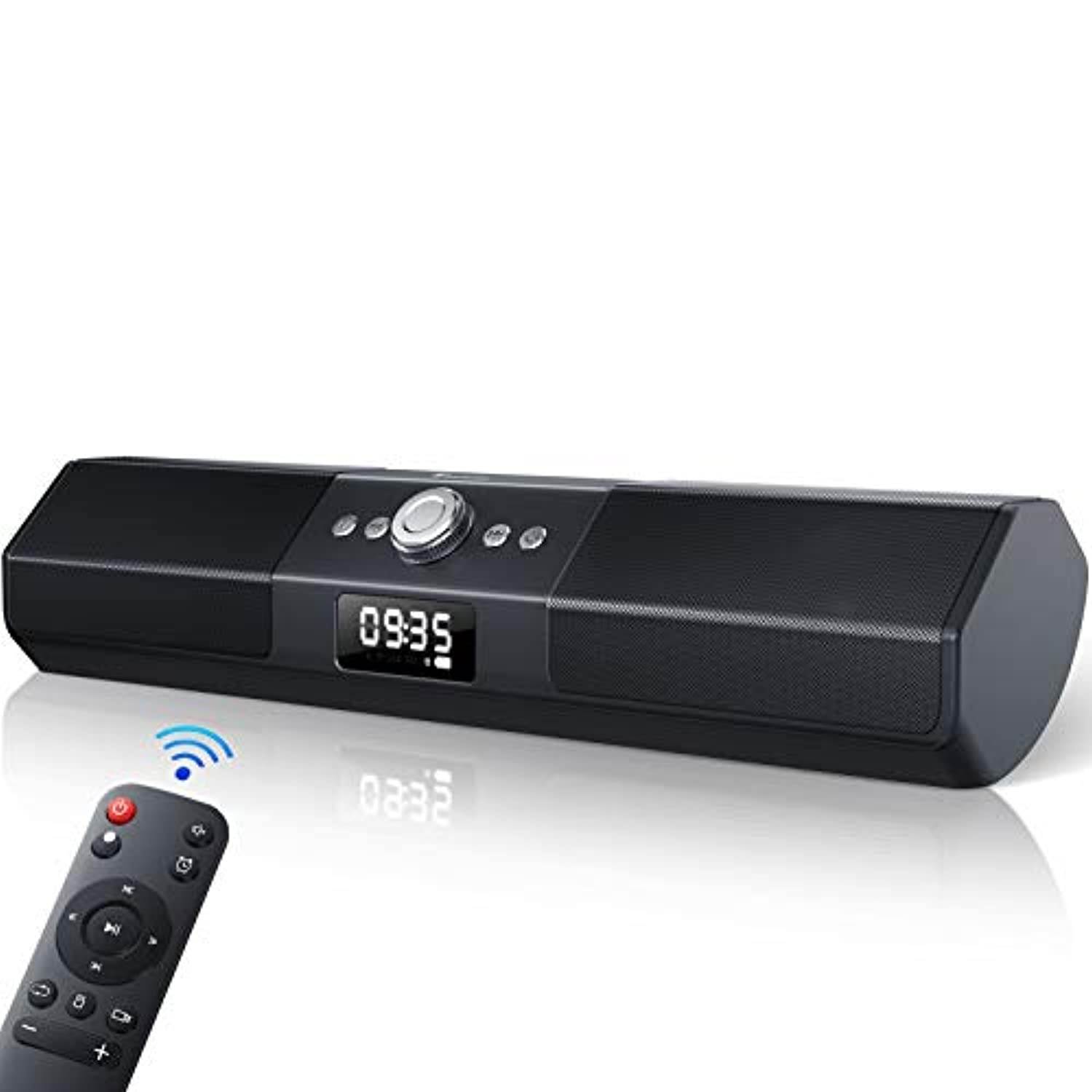 Sound Bar Wireless Speakers: Foxnovo 105dB Deep Bass Soundbar - with Sound Guide Port Home Theater Audio TV Soundbar - with 1.8" LCD Display Noise Filter Sound Bars for TV | PC | Cellphone | Tablets