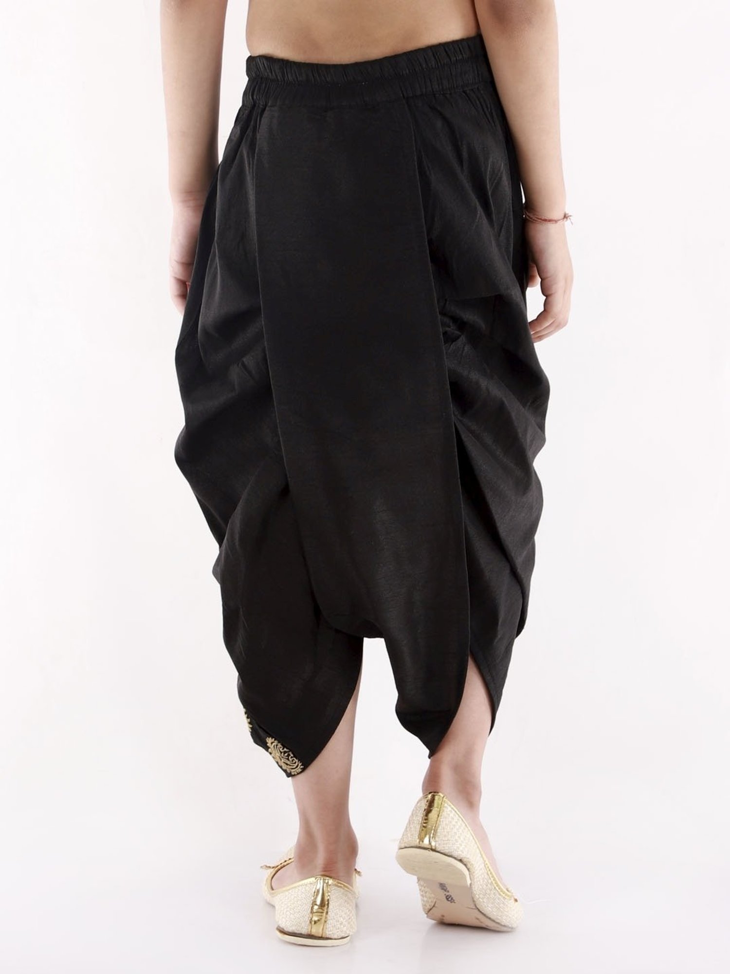 VASTRAMAY Kids Black & Gold Embroidered Dhoti