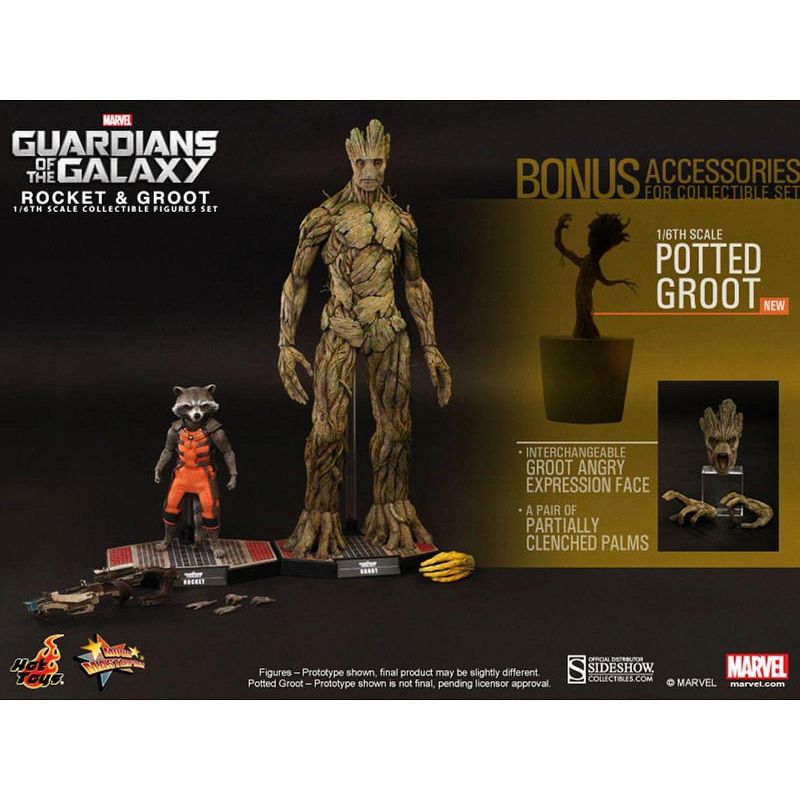 Hot Toys Guardians of the Galaxy Hot Toys 1/6th Scale Action Figure Set Rocket and Groot