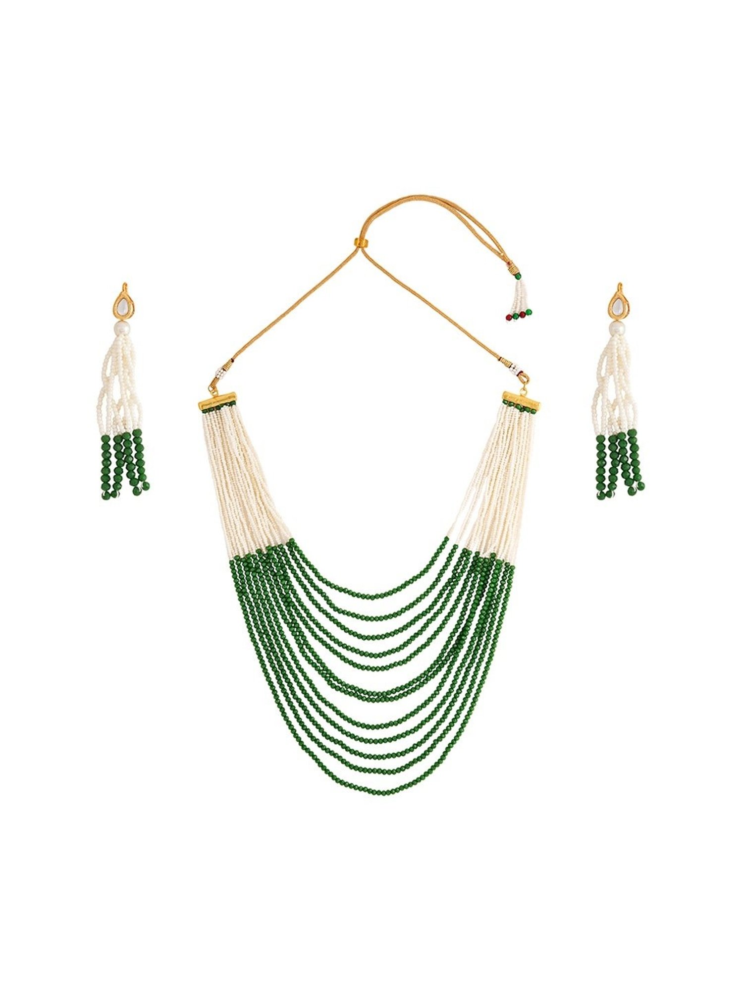 Teejh Jareen Green & White Gold Necklace & Earring Set