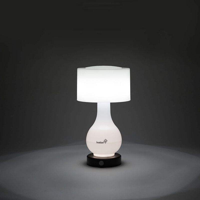 Ivation 6-LED Motion Sensing Small Table Lamp, Multi Zone Light: Body Only, Shade Only, or Both Body & Shade, Continuously White Light