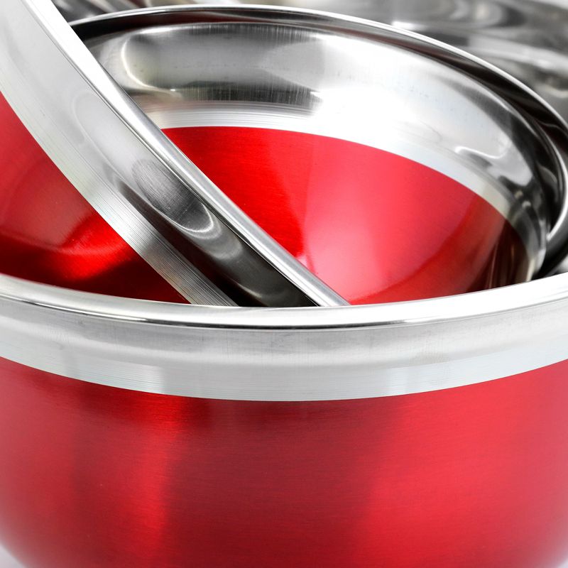 Oster Rosamond 3 Piece Stainless Steel Round Mixing Bowls in Red