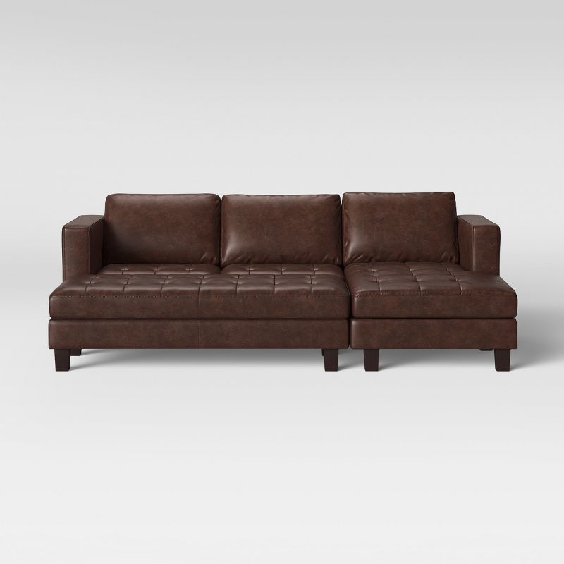 Edgemere Sectional Sofa and Large Ottoman Faux Leather Brown - Project 62™