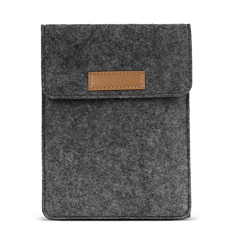 Sleeve Fits Kindle E-Reader, Protective Felt Cover Case Pouch Bag Fit with All-New Kindle 10th Gen 2019 / Kindle Paperwhite 10th Gen 2018 / Kindle(8th Gen, 2016) / Kindle Oasis 6 Inch, Dark Gray