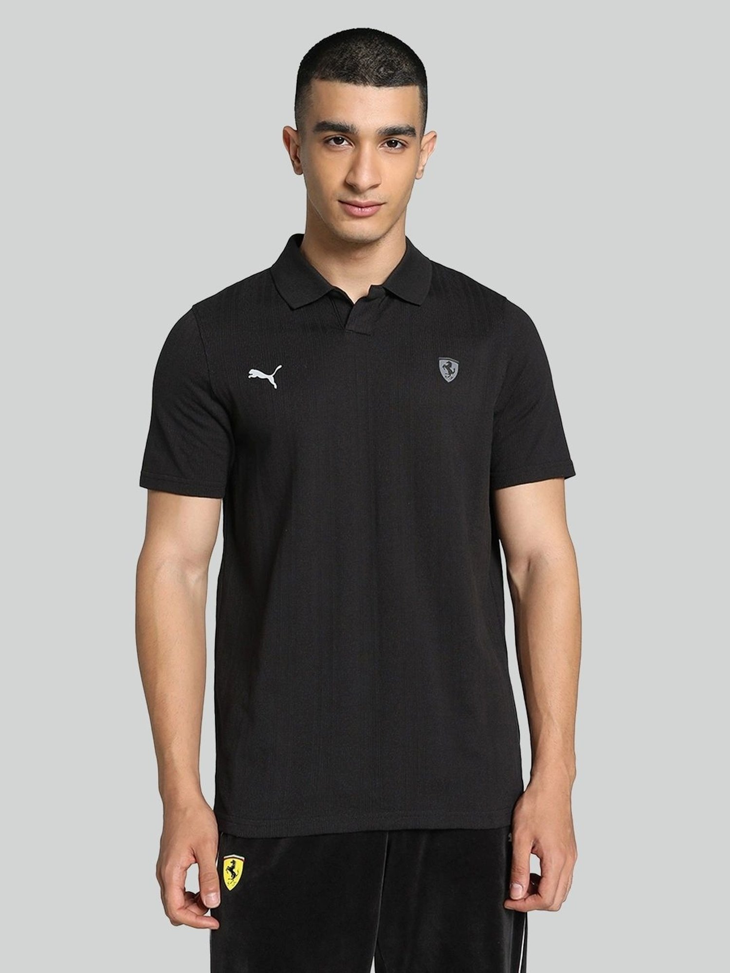 Puma Black Regular Fit Printed Polo T-Shirt