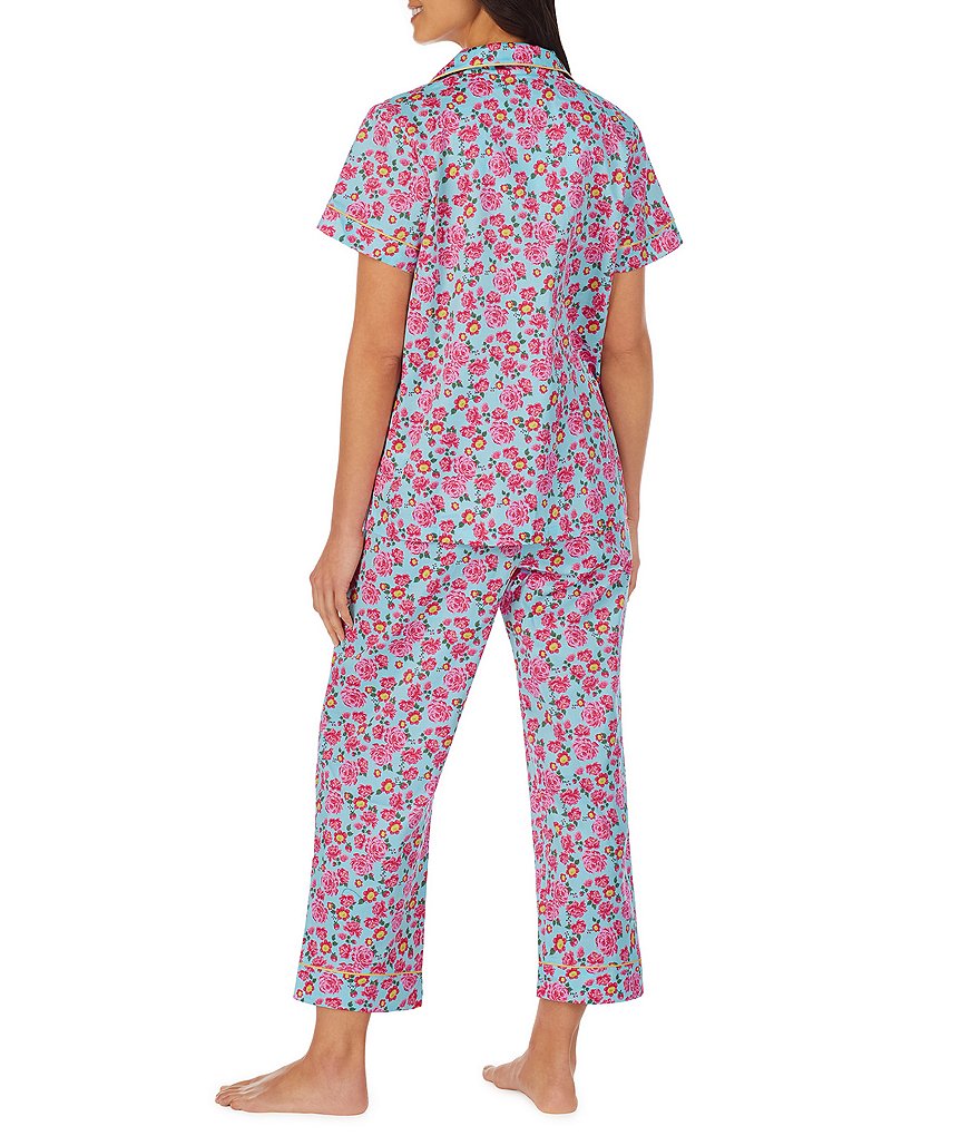 BedHead Pajamas Floral Print Sateen Woven Cropped Coordinating Pajama Set