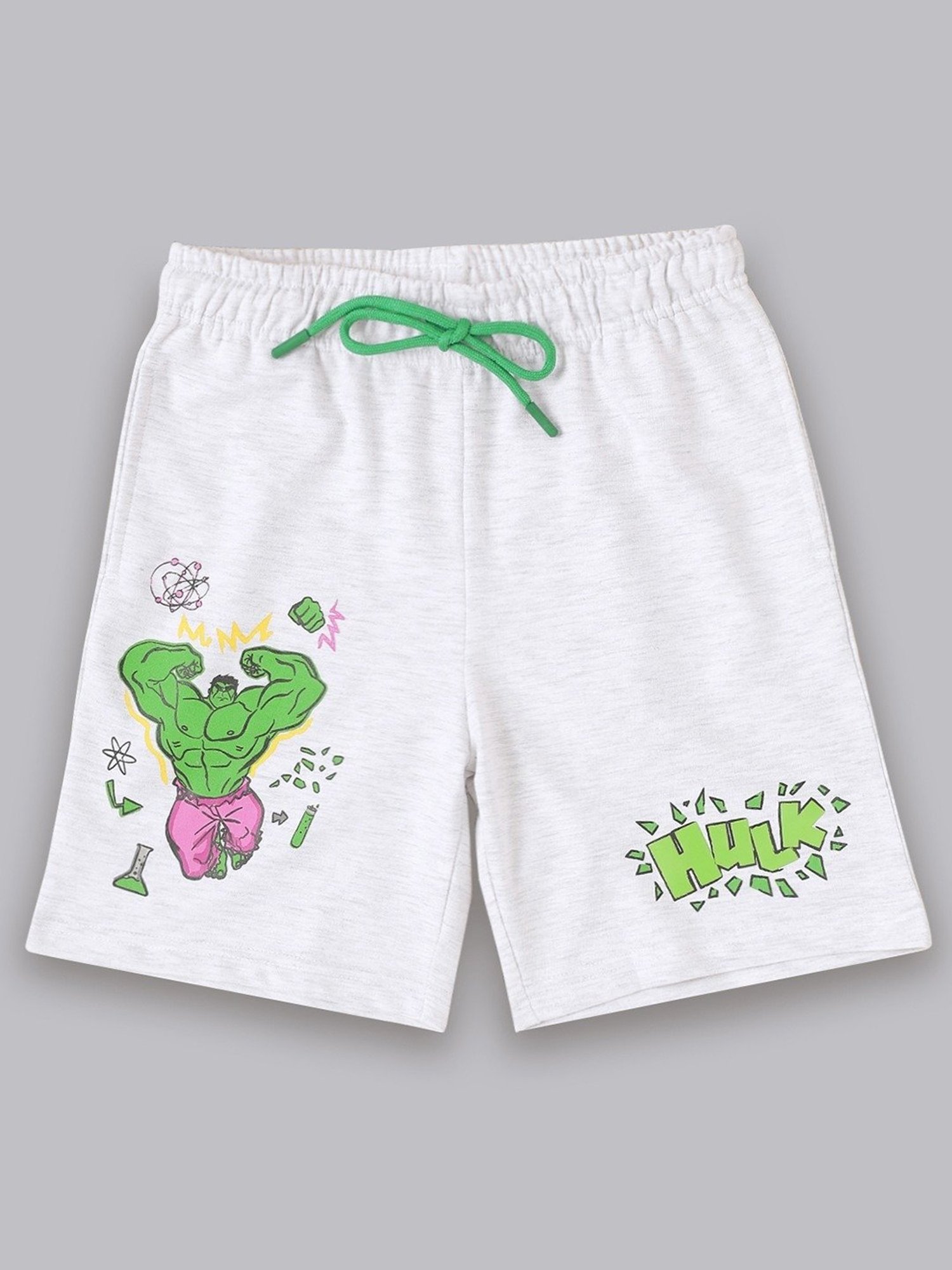 Boysville Grey & Green Printed Hulk Shorts