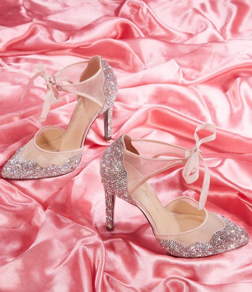 Blue by Betsey Johnson Iris Satin Rhinestone Stiletto Pumps