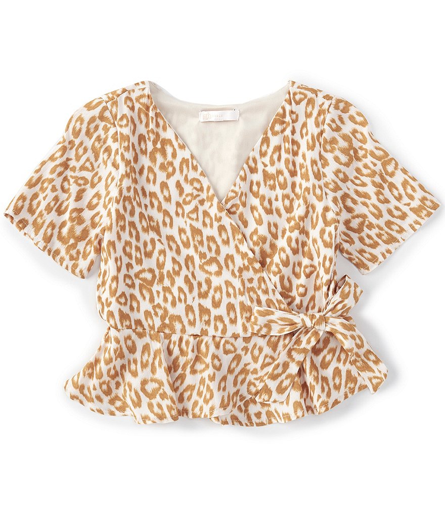 GB Girls Big Girls 7-16 Woven Cheetah Blouse