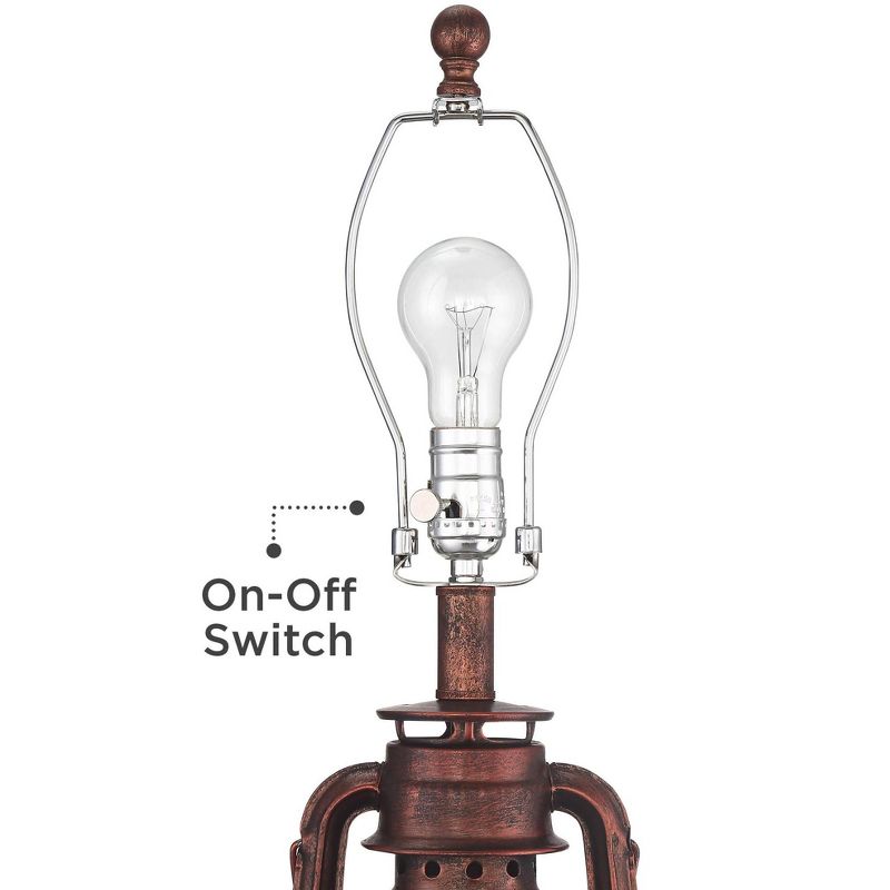 Franklin Iron Works Murphy Red Bronze Miner Lantern Table Lamp with Table Top Dimmer