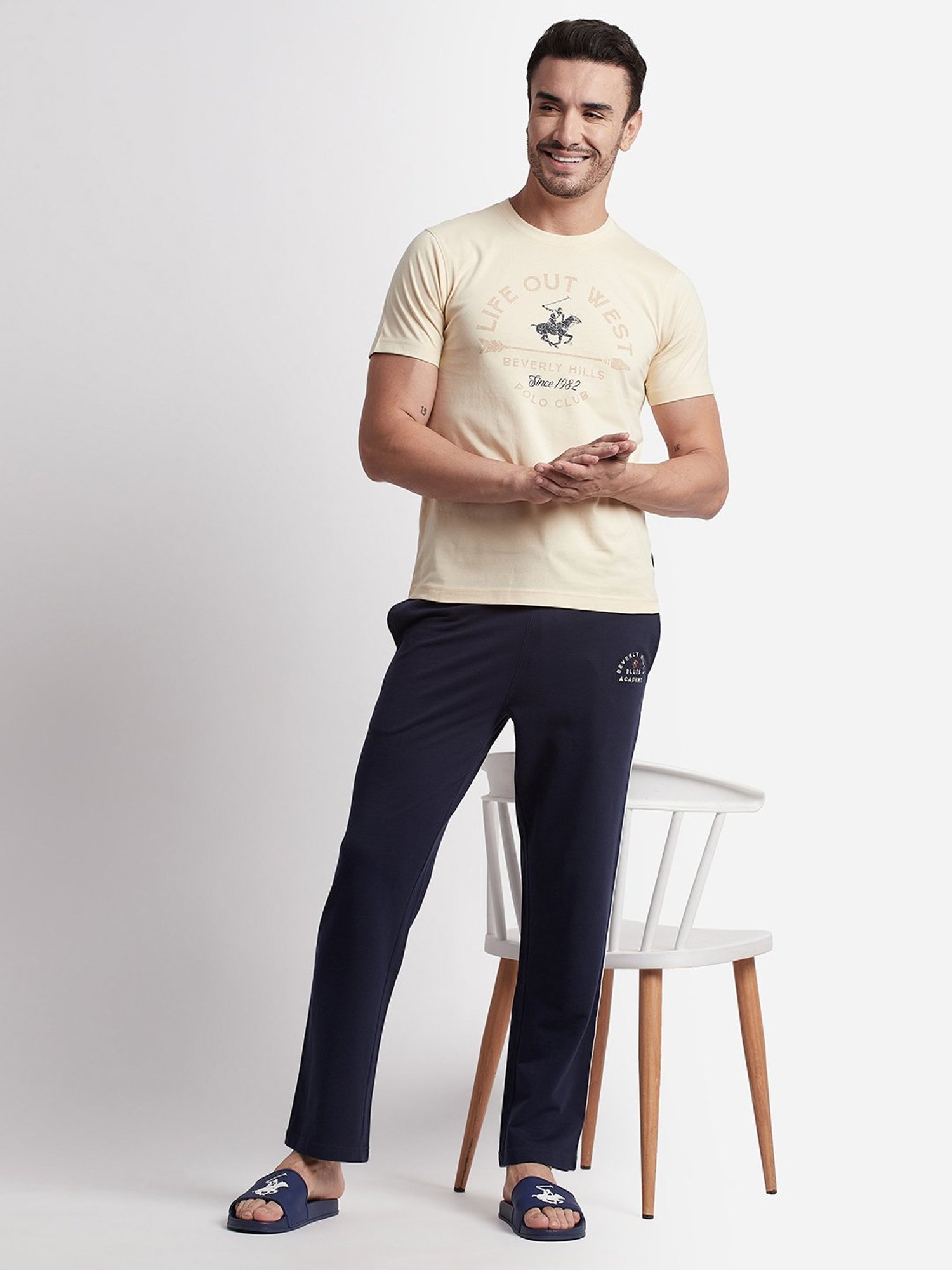 Beverly Hills Polo Club Cream Regular Fit Pure Cotton Crew T-Shirt