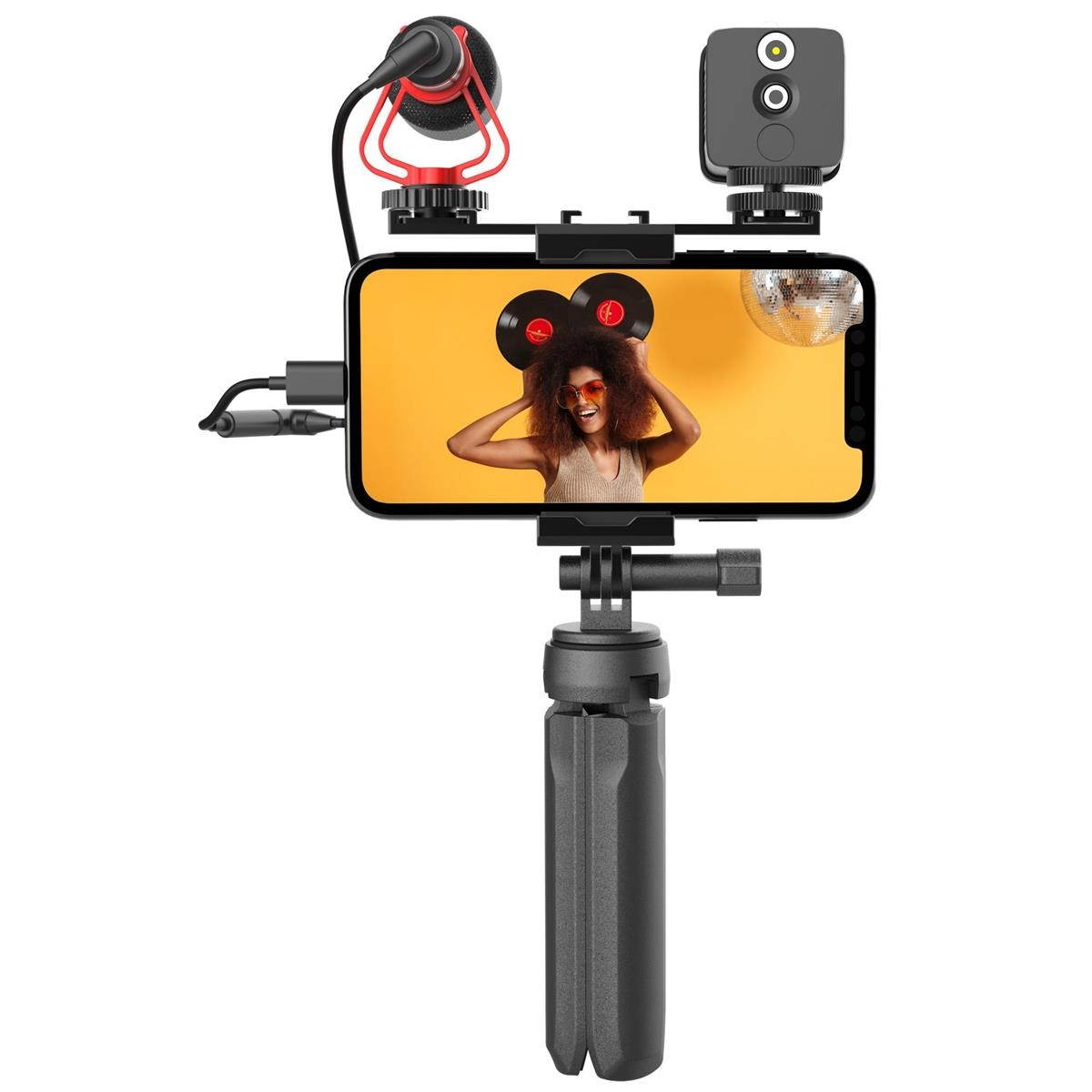 Mirfak Vlogging Kit, Moin L1 Fill Light, Pole, Microphone, Tripod, Phone Holder