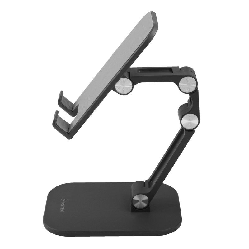 Insten Cell Phone Stand for Desk, Aluminum Foldable Holder, Height & Angle Adjustable Ergonomic Mount For Smartphones iPhone iPad Tablet, Black